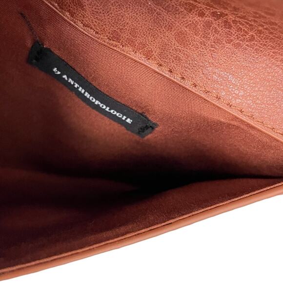 Anthropologie Brown Faux Leather Bow Envelope Clutch - Picture 7 of 7